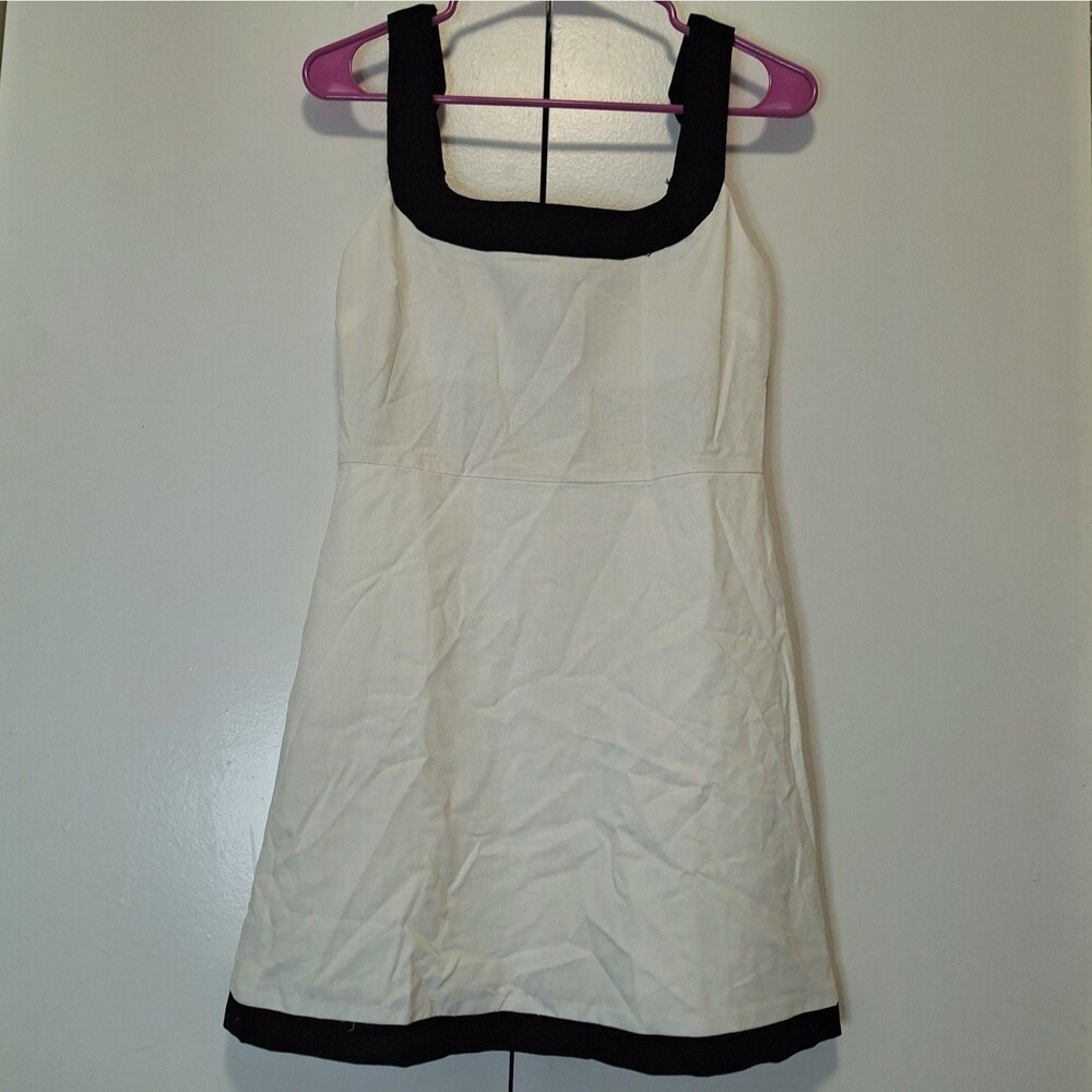 The Workshop Black And White Rayon Linen Blend  Size Small